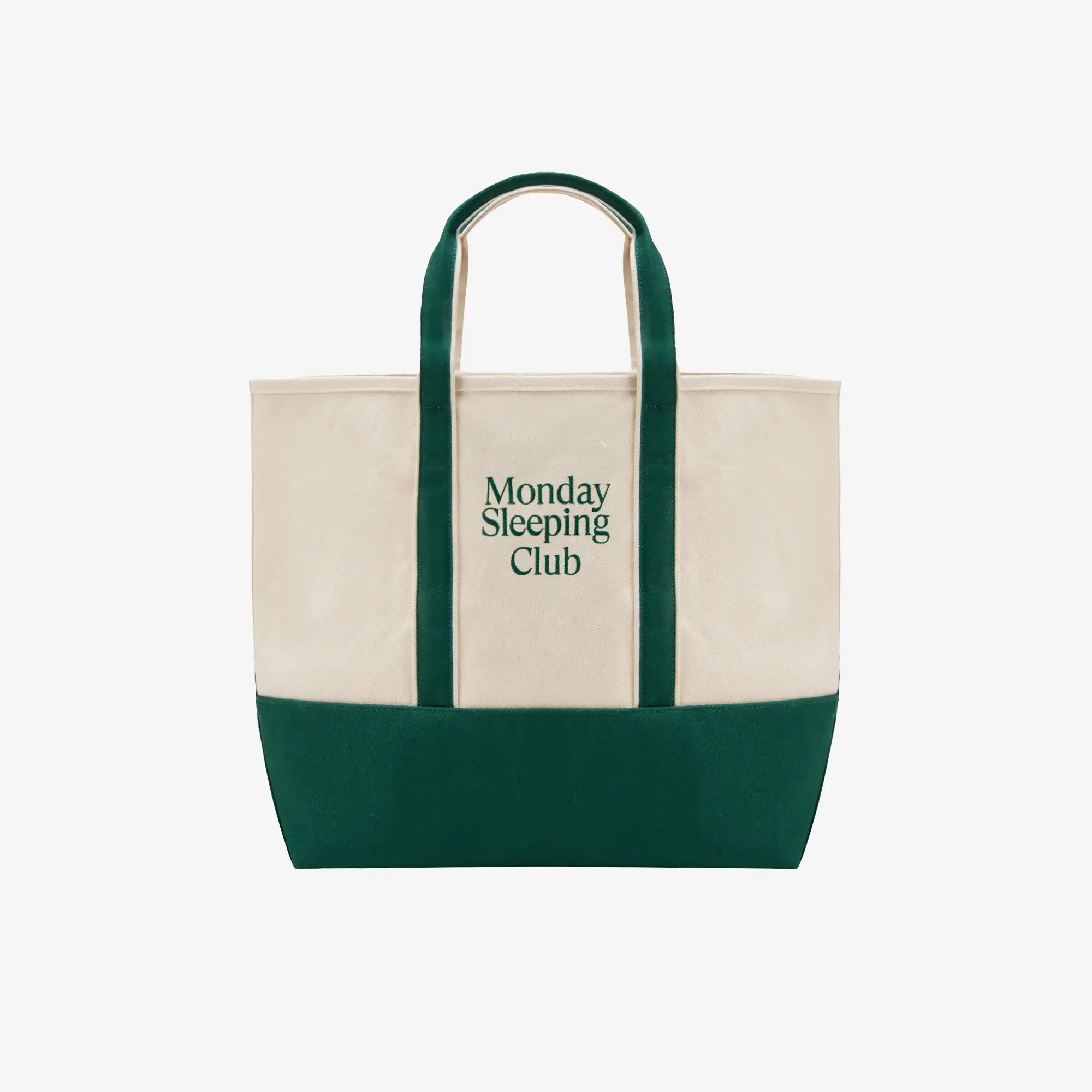 Monday Sleeping Club Standard Font Logo Embroidered Color-Block Canvas Tote Bag