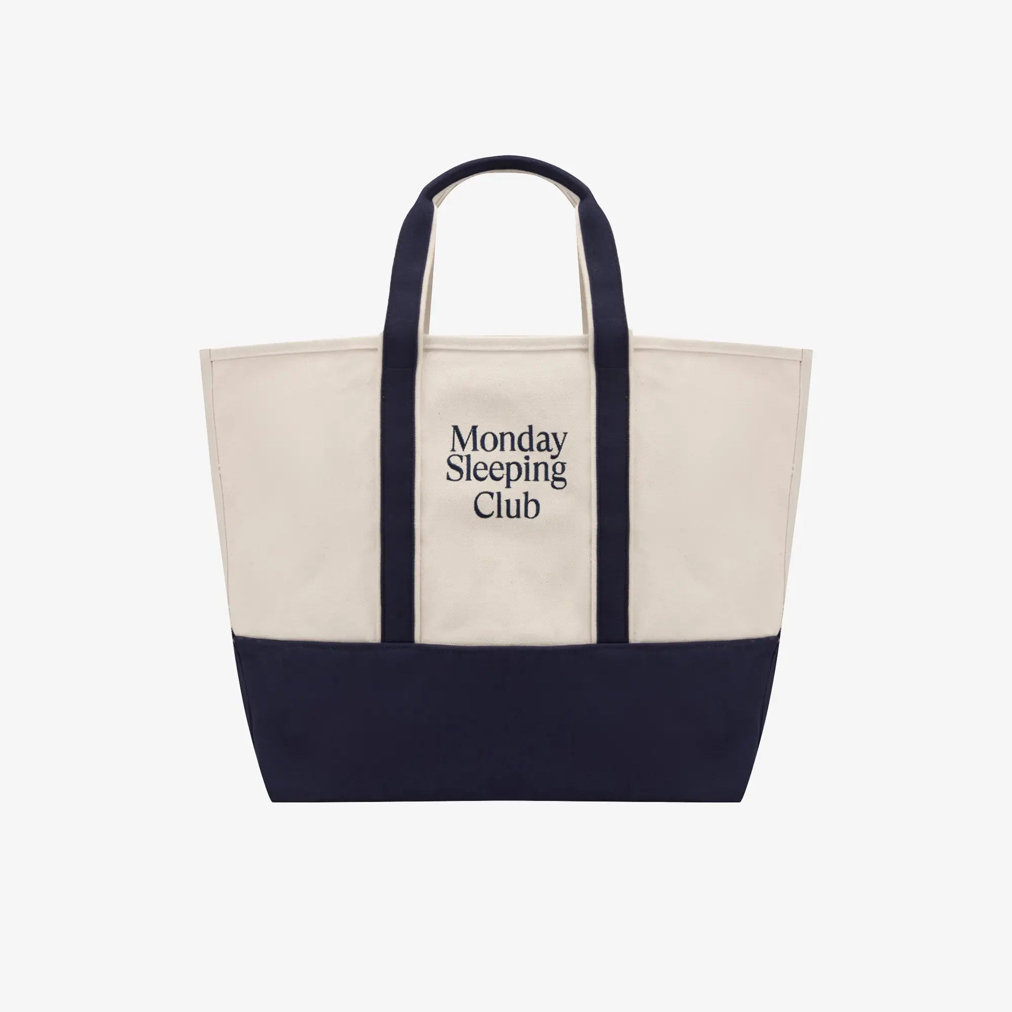 Monday Sleeping Club Standard Font Logo Embroidered Color-Block Canvas Tote Bag