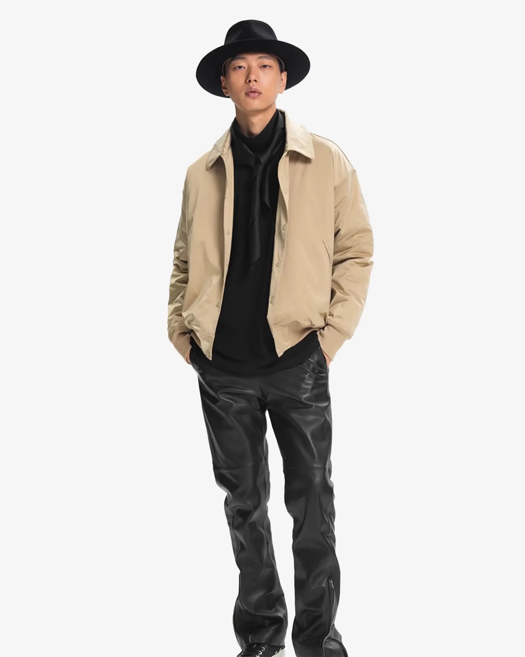 nice rice Satin Lapel Loose Fit Baseball Jacket