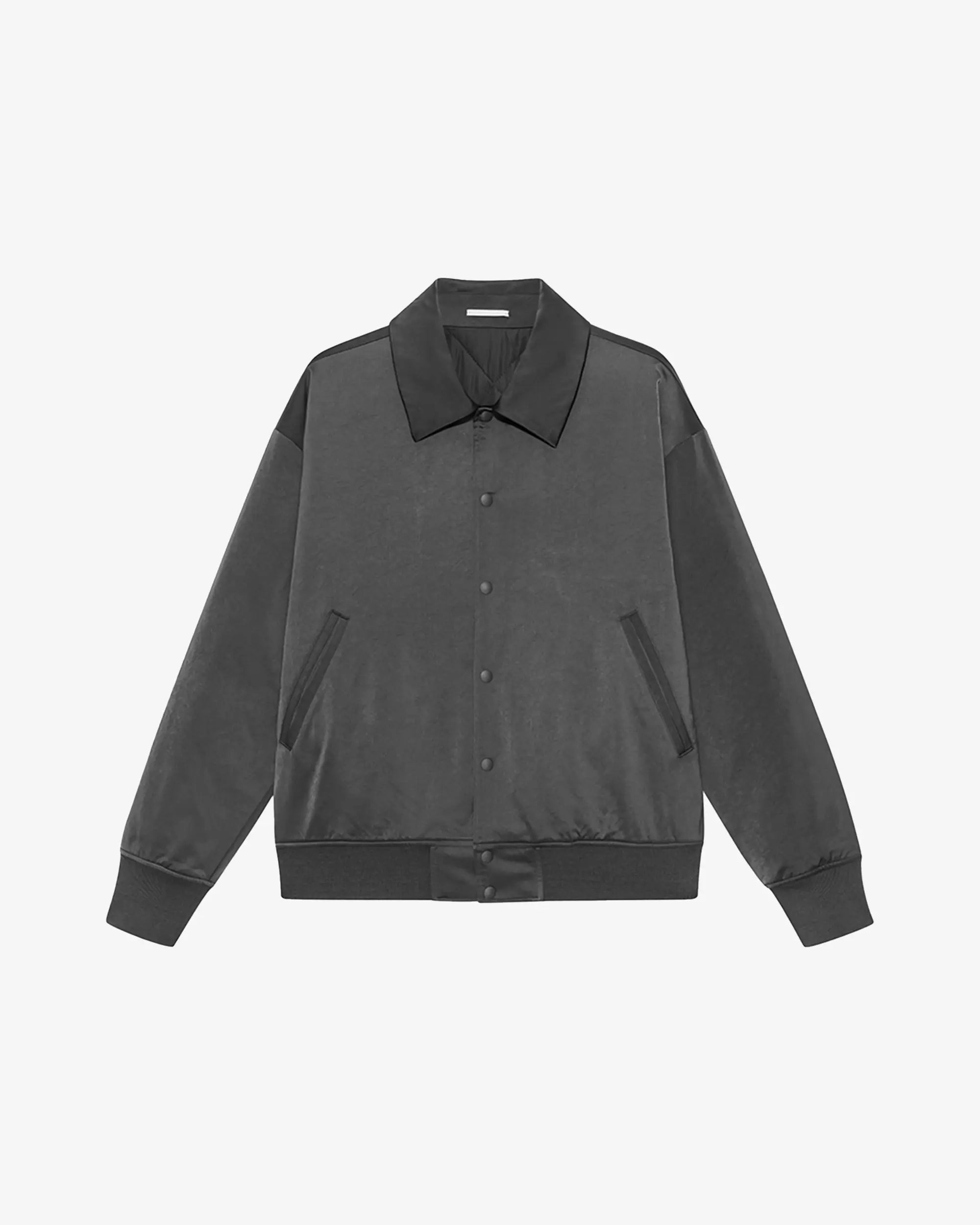 nice rice Satin Lapel Loose Fit Baseball Jacket