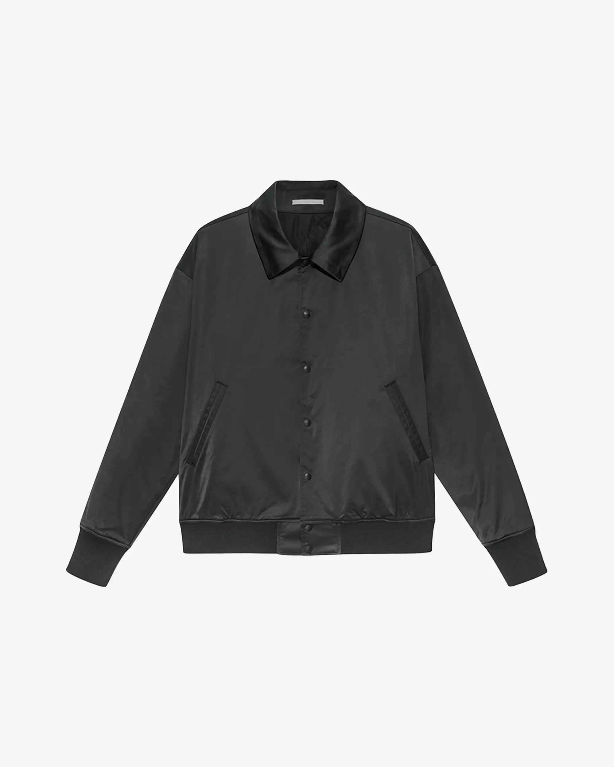 nice rice Satin Lapel Loose Fit Baseball Jacket