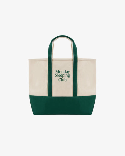 Monday Sleeping Club Standard Font Logo Embroidered Color-Block Canvas Tote Bag