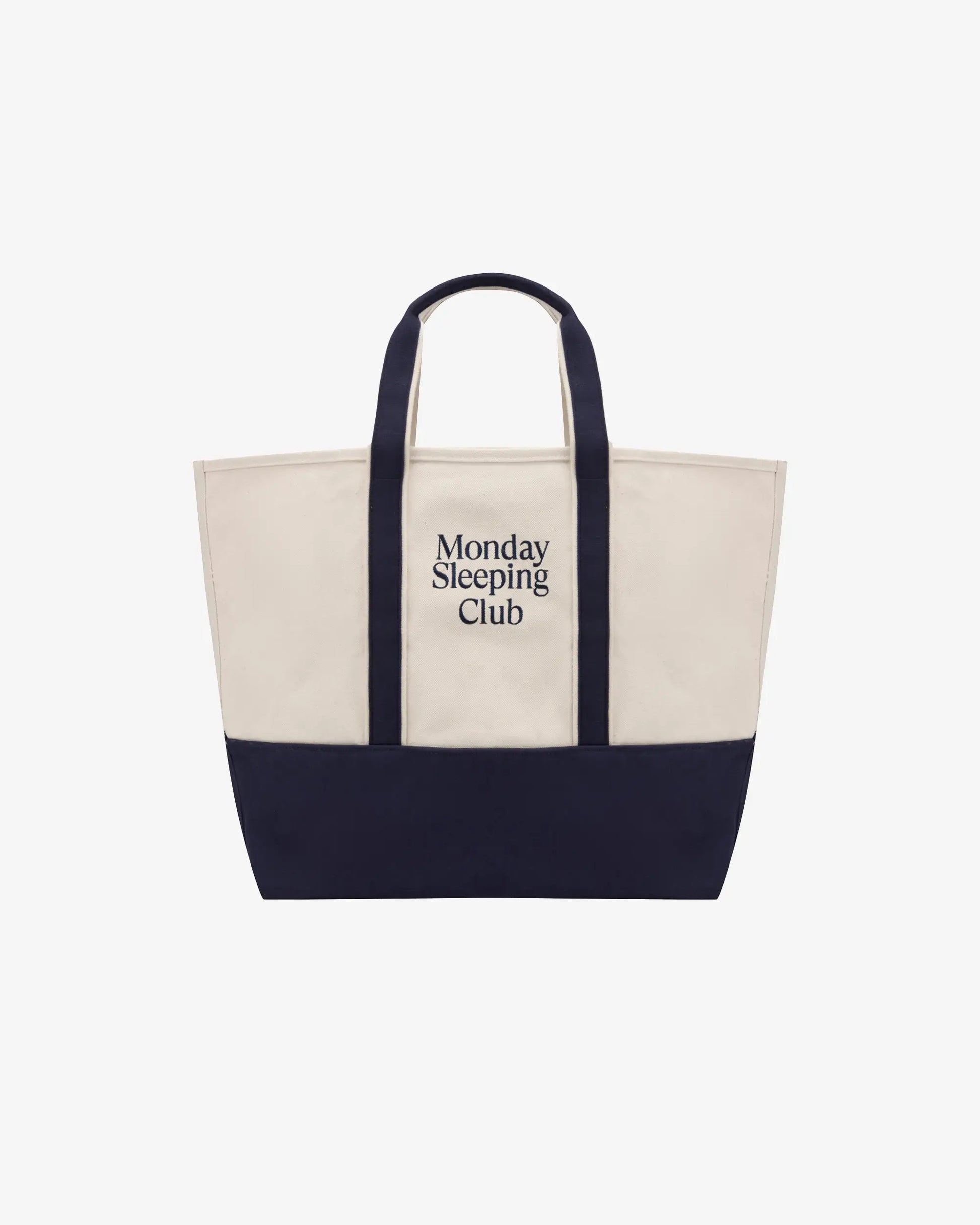 Monday Sleeping Club Standard Font Logo Embroidered Color-Block Canvas Tote Bag