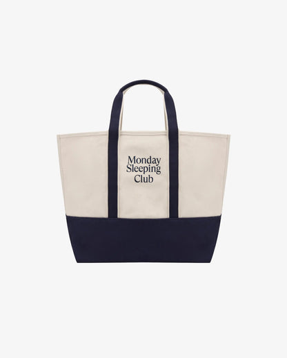 Monday Sleeping Club Standard Font Logo Embroidered Color-Block Canvas Tote Bag