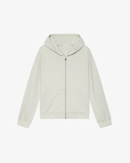 nice rice 100% Cotton Distressed Zip-Up Hoodie