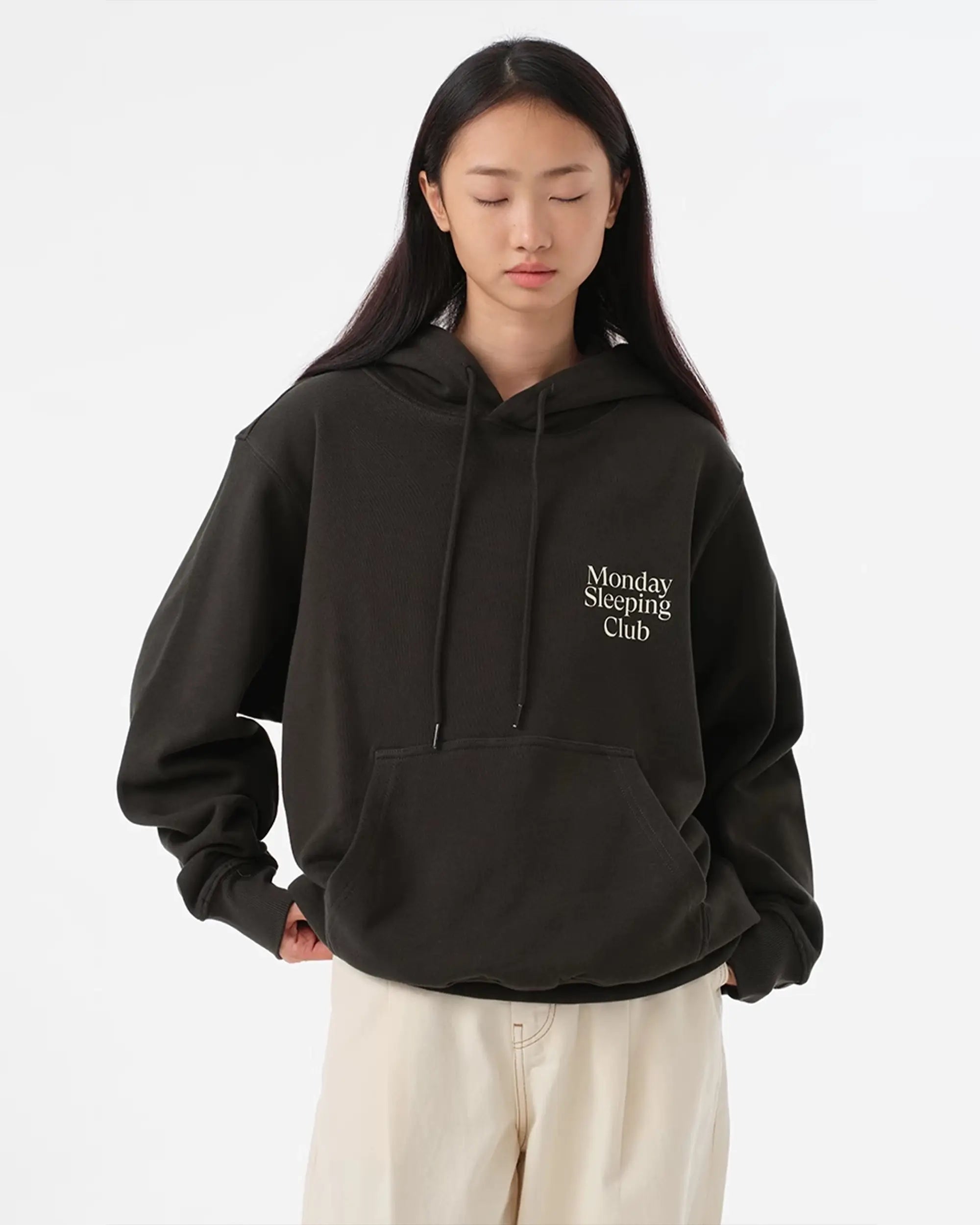 Monday Sleeping Club Standard Print Logo Loose Hoodie