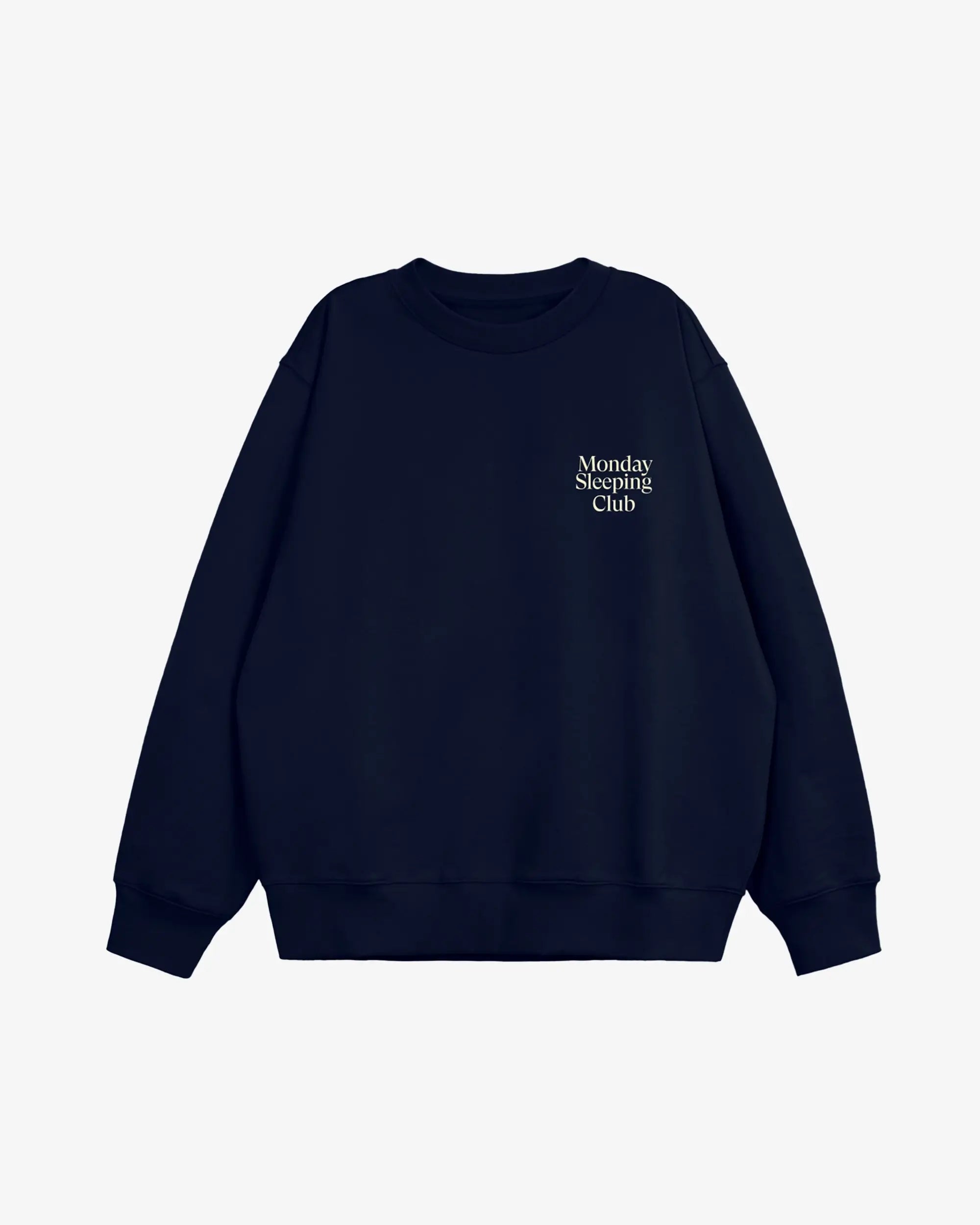 Monday Sleeping Club Standard Font Flocked Print Crew Neck Sweater