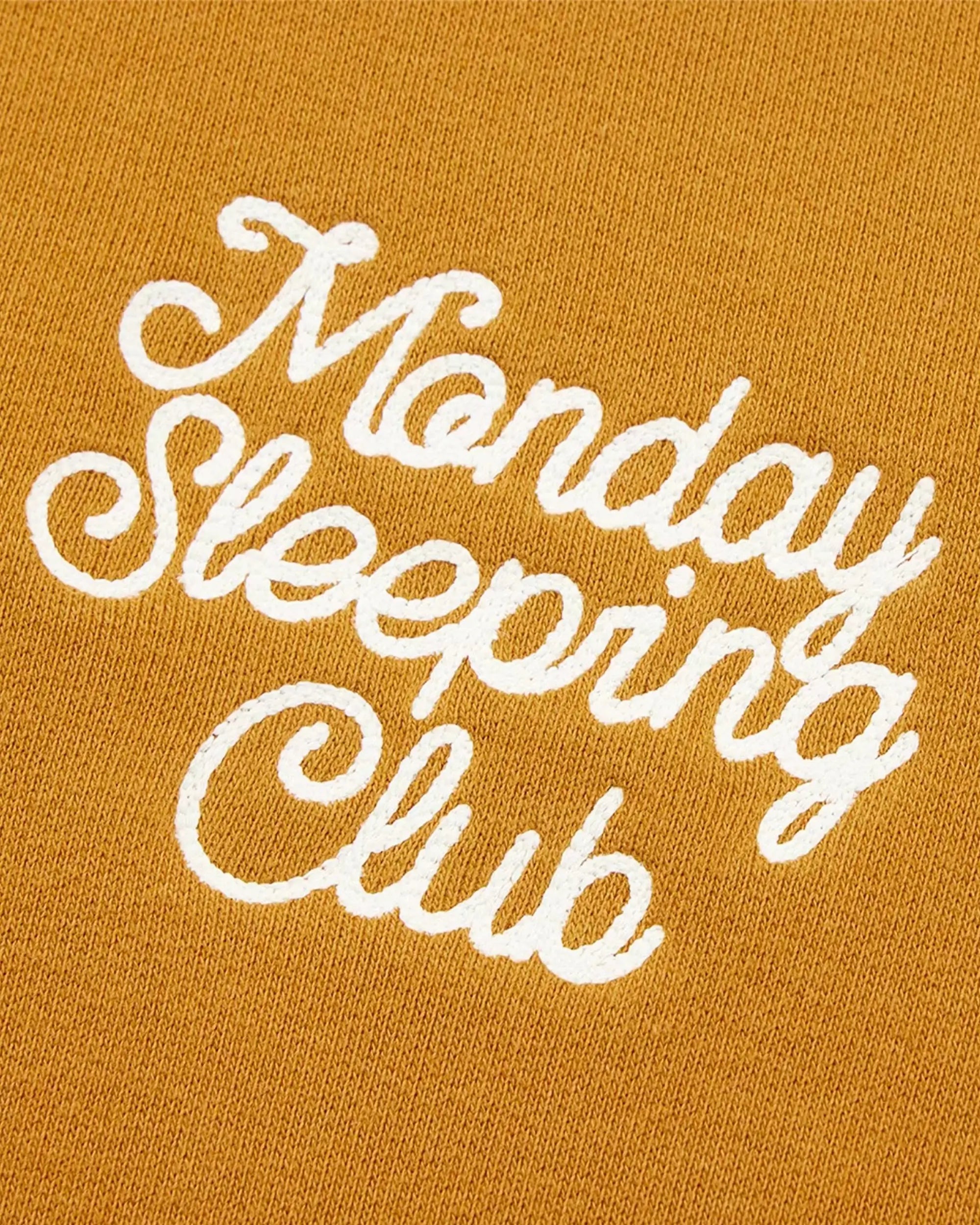 Monday Sleeping Club Cursive Font Embroidered Logo Crew Neck Sweater