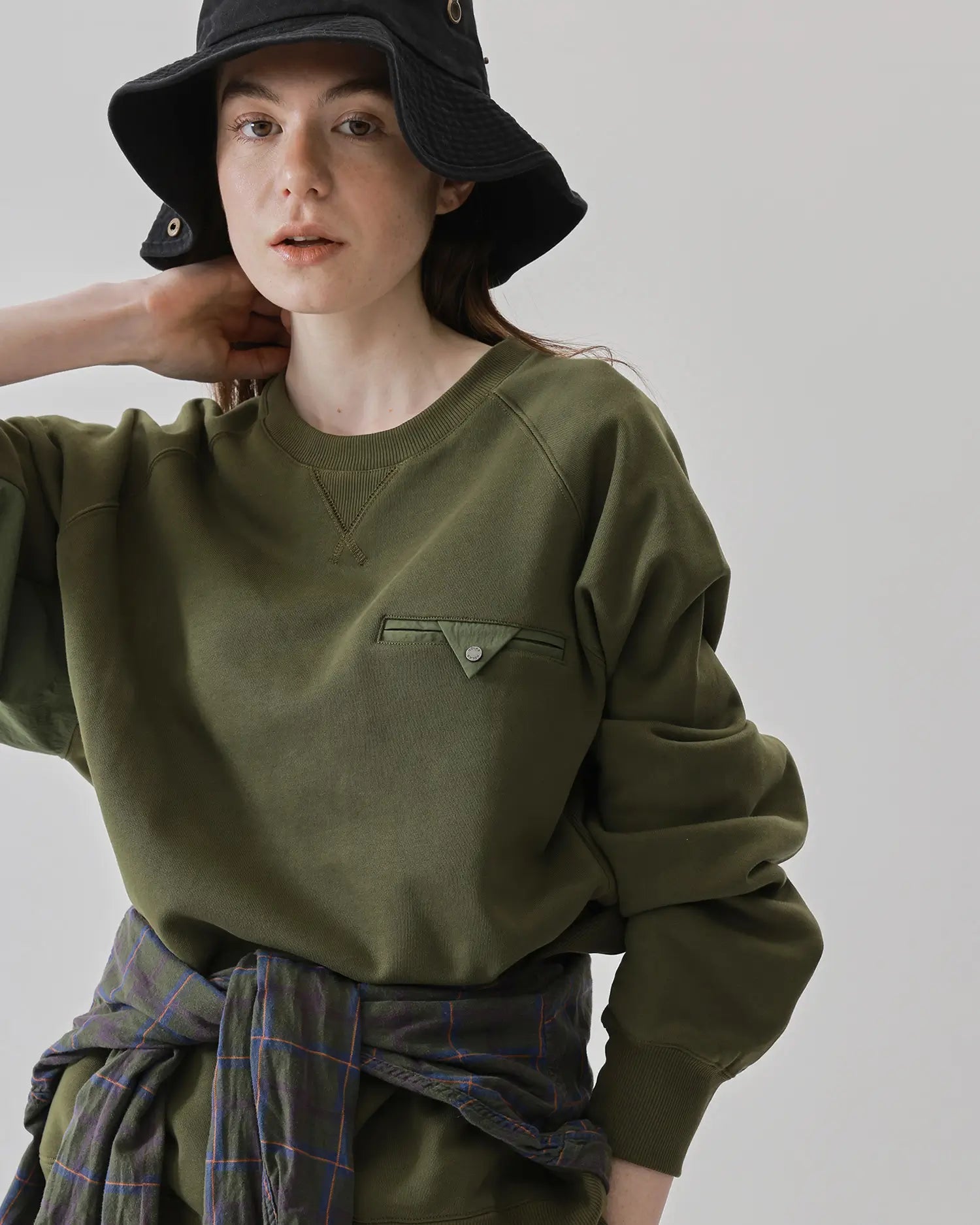 Women's Mixed Fabric Crew Sweatshirt Women's Mixed Fabric Crew Sweatshirt