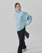 Women's Mixed Fabric Halfzip in Light Blue 08 #light-blue 