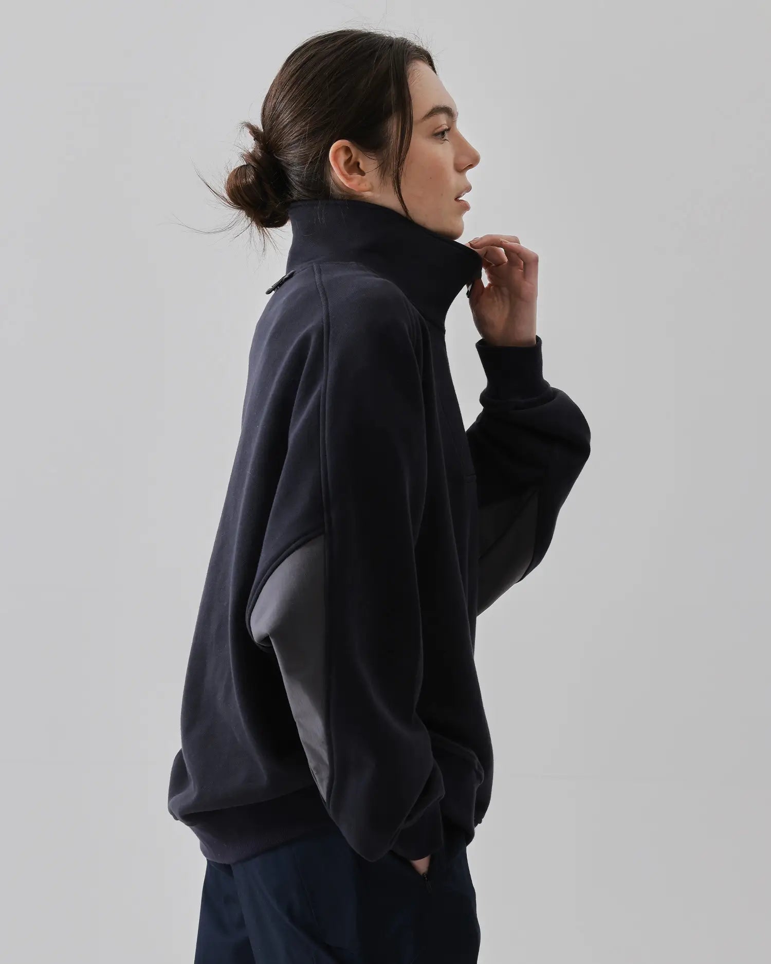 Women's Mixed Fabric Halfzip