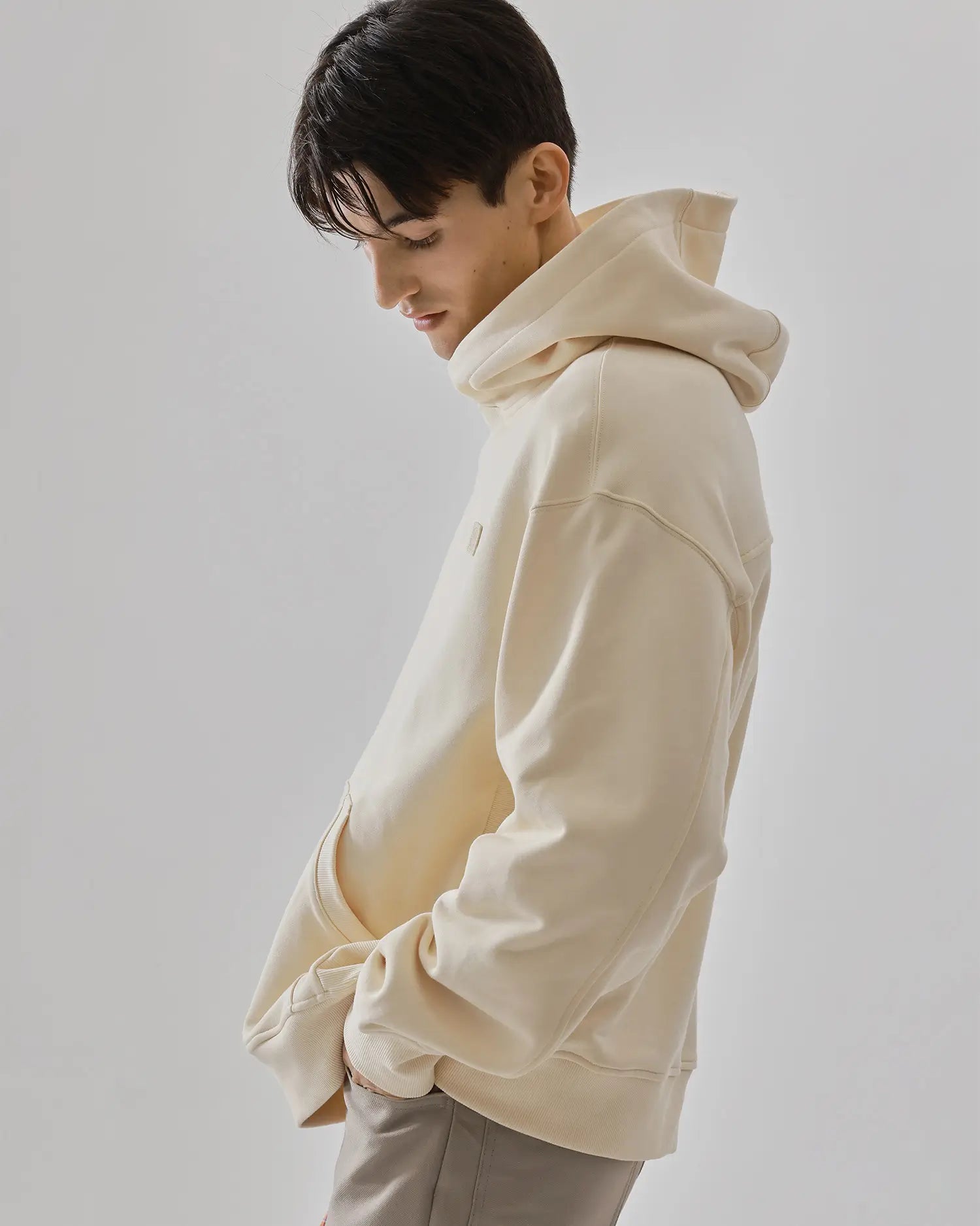 Men's Heavyweight Cotton Hoodie in Light Beige 06 #beige