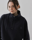 Women's Mixed Fabric Halfzip in Charcoal 07 #charcoal