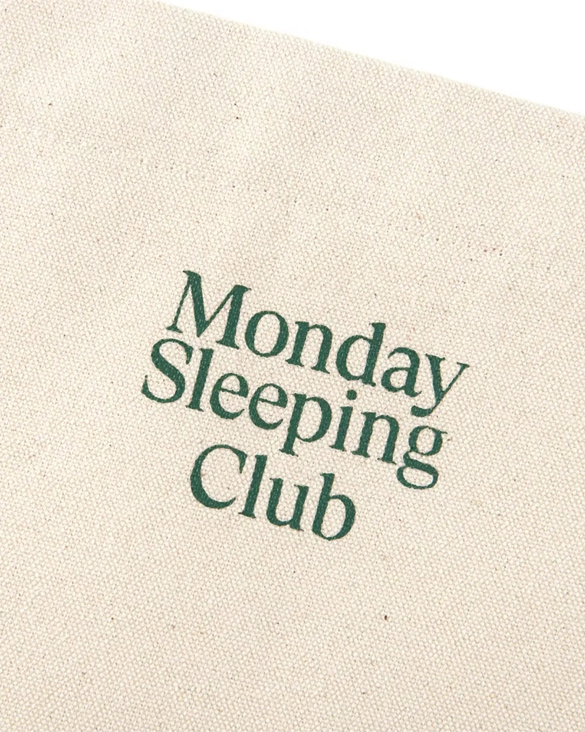 Monday Sleeping Club Varsity Font Print Logo Tote Bag