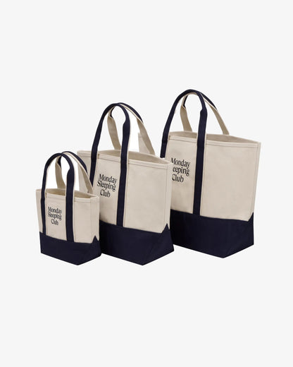 Monday Sleeping Club Standard Font Logo Embroidered Color-Block Canvas Tote Bag