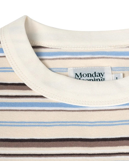 Monday Sleeping Club Striped Embroidered Long Sleeve Tee