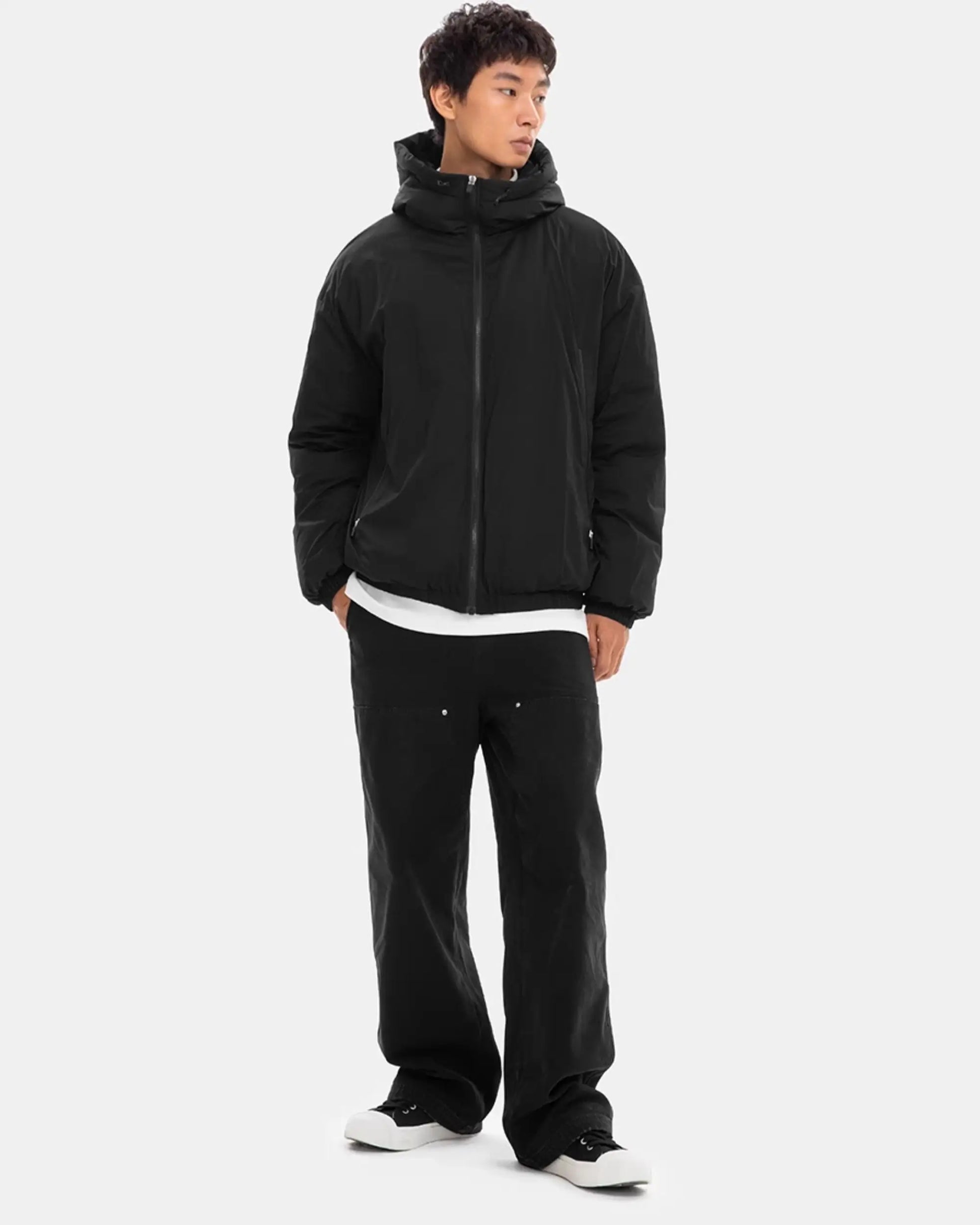 nice rice 90% Duck Down Loose-Fit Hooded Jacket