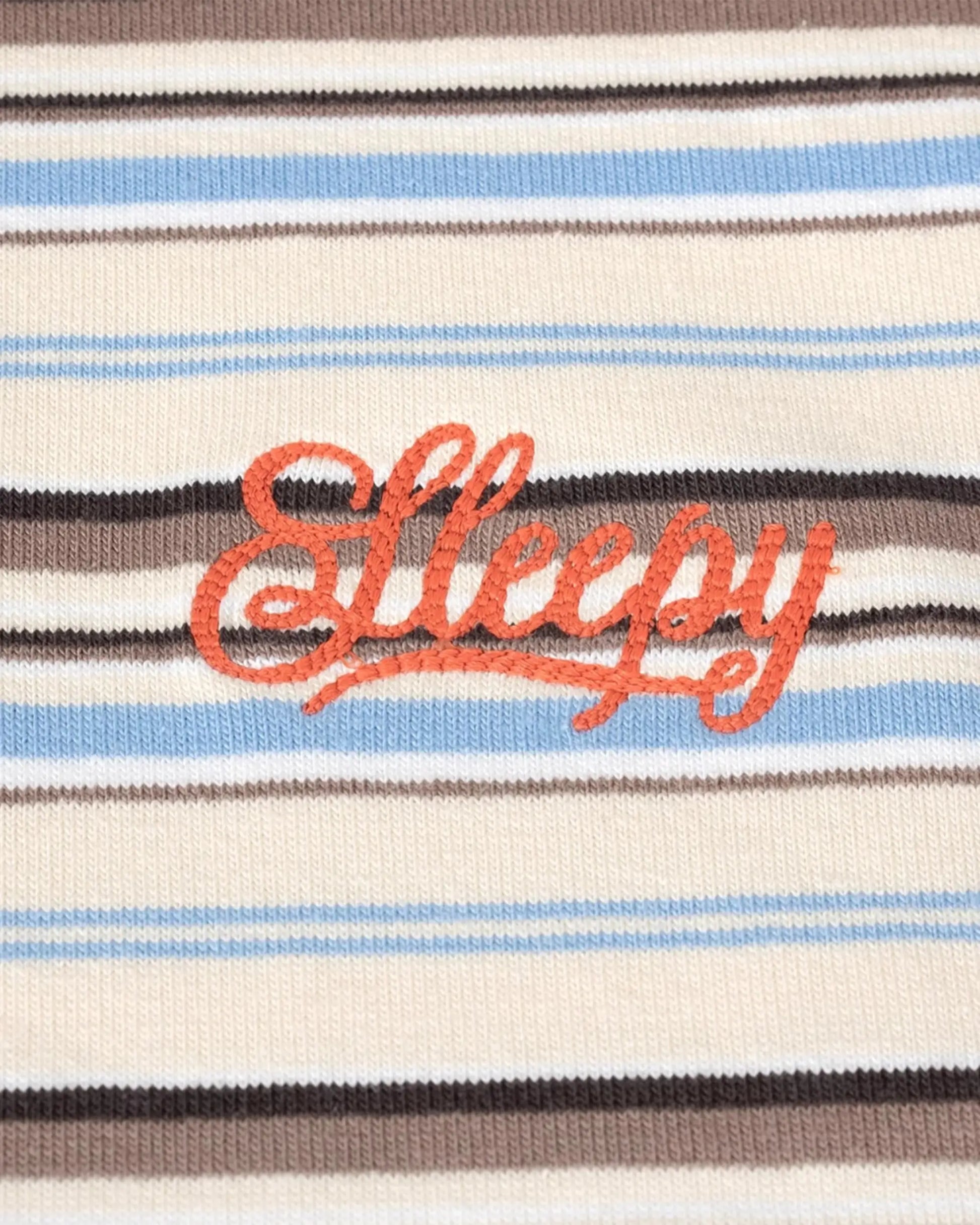 Monday Sleeping Club Striped Embroidered Long Sleeve Tee