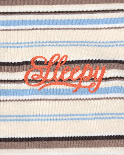 Monday Sleeping Club Striped Embroidered Long Sleeve Tee