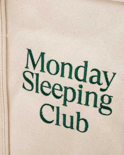 Monday Sleeping Club Standard Font Logo Embroidered Color-Block Canvas Tote Bag