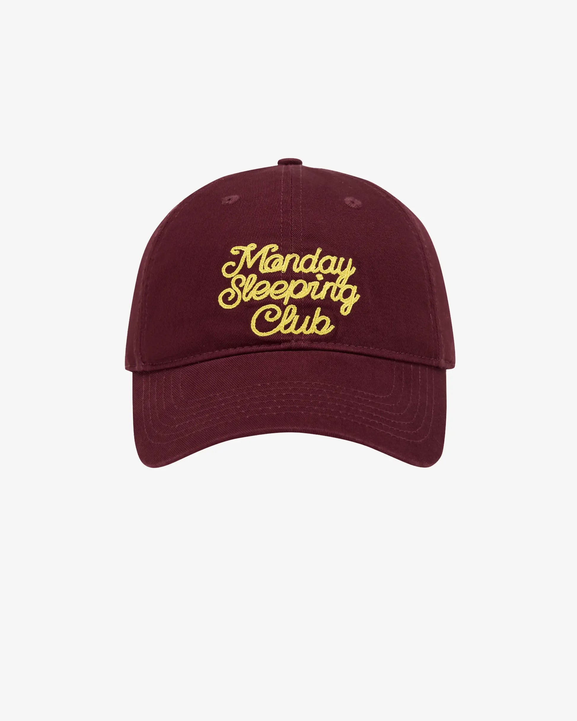 Monday Sleeping Club Cursive Font Embroidered Logo Baseball Cap