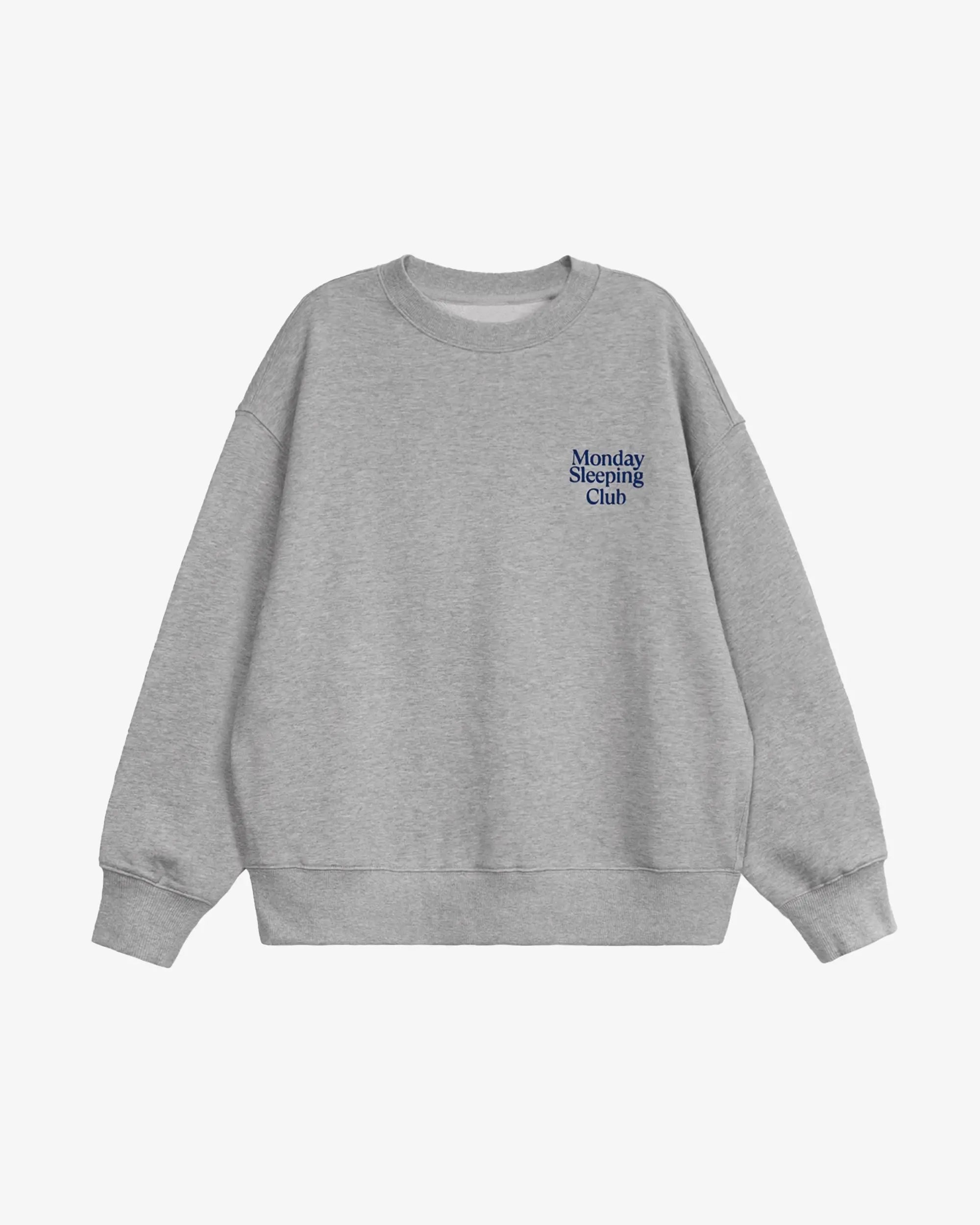 Monday Sleeping Club Standard Font Flocked Print Crew Neck Sweater