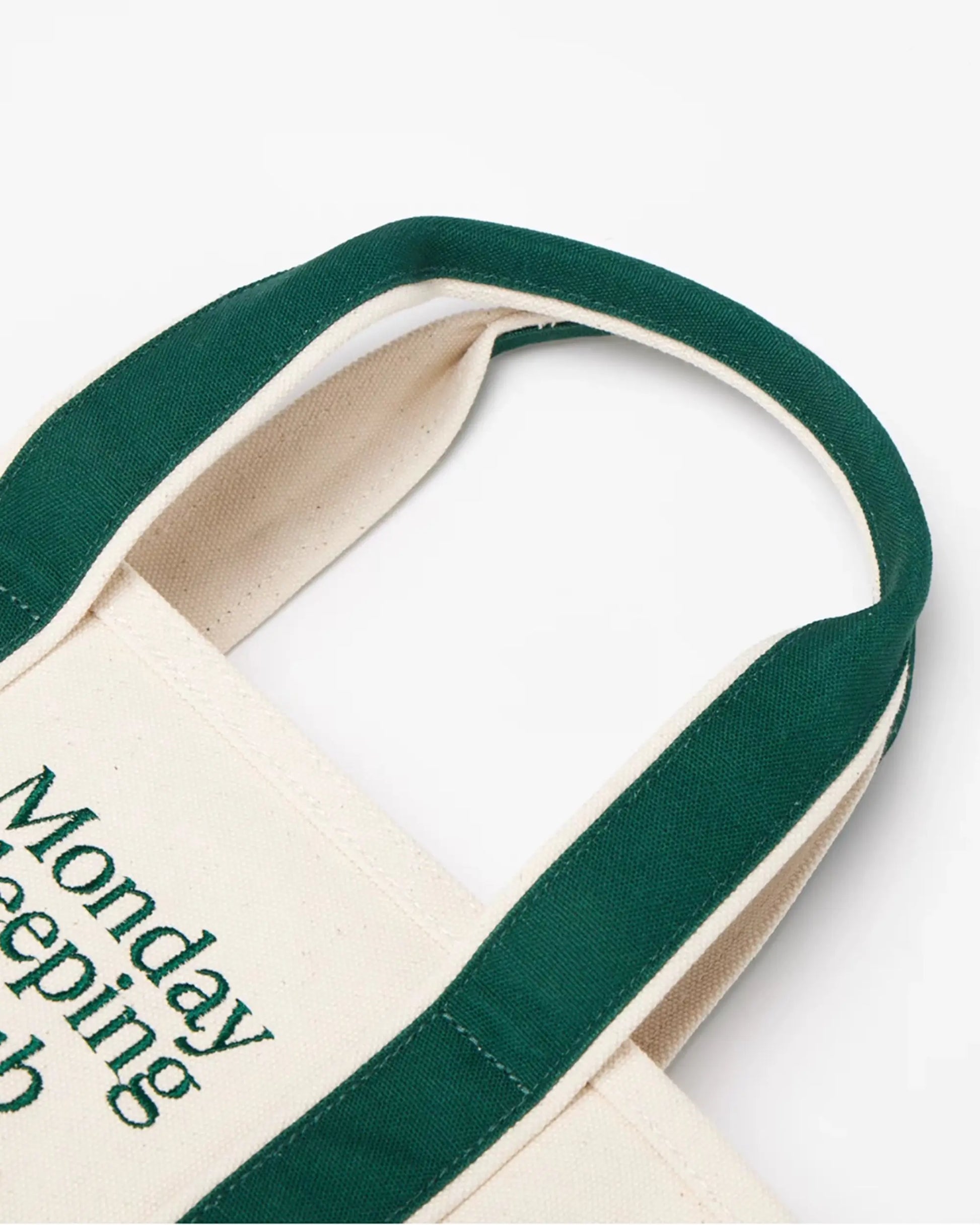 Monday Sleeping Club Standard Font Logo Embroidered Color-Block Canvas Tote Bag