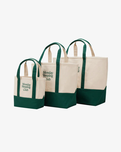 Monday Sleeping Club Standard Font Logo Embroidered Color-Block Canvas Tote Bag