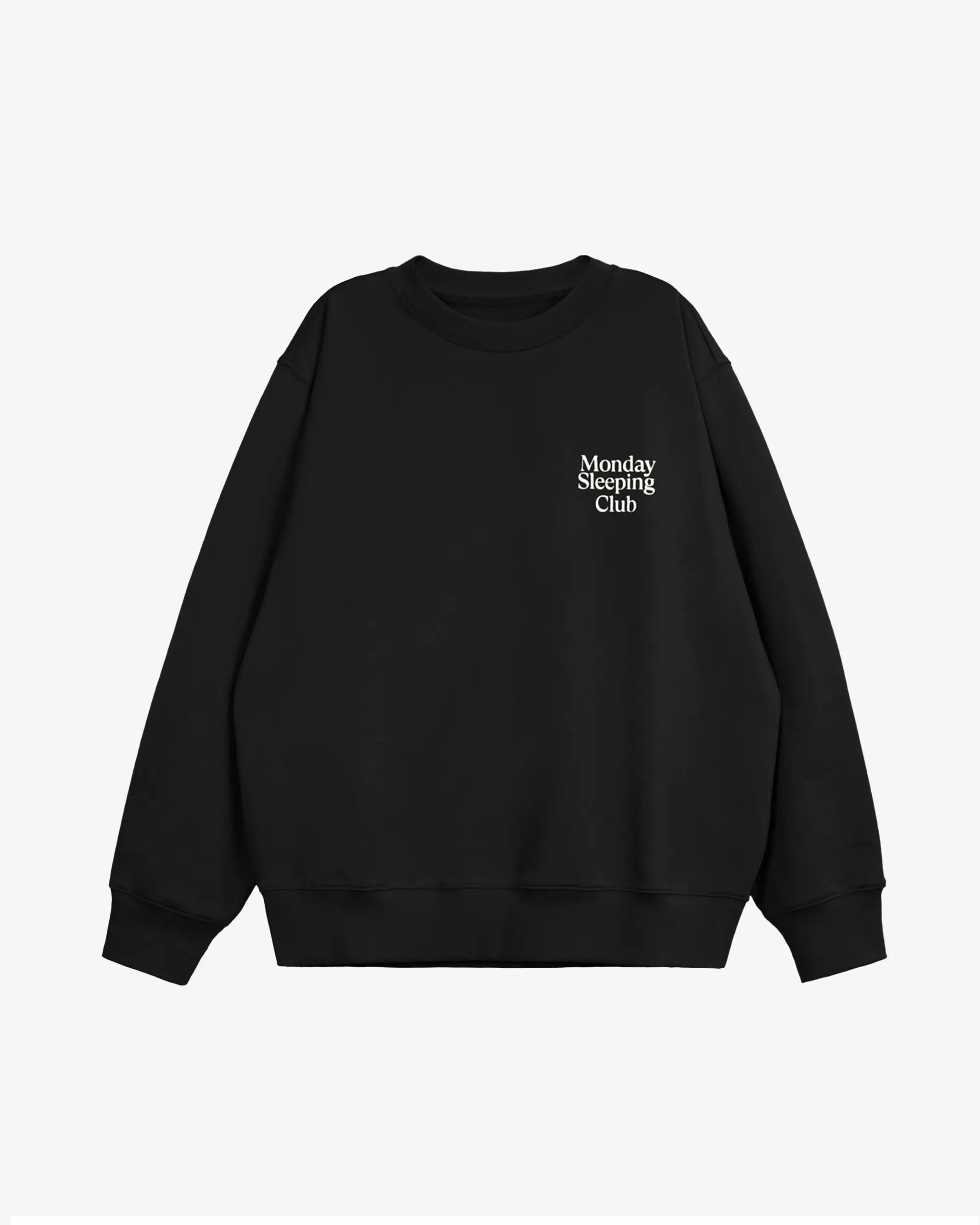 Monday Sleeping Club Standard Font Flocked Print Crew Neck Sweater