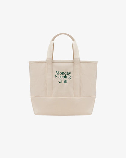 Monday Sleeping Club Standard Font Logo Embroidered Color-Block Canvas Tote Bag