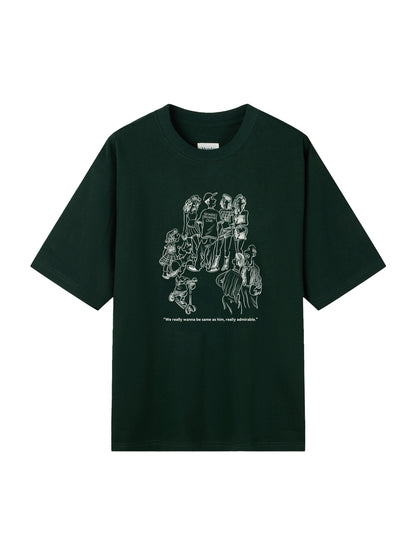 Monday Sleeping Club Comic Series Printed Short Sleeve T-Shirt