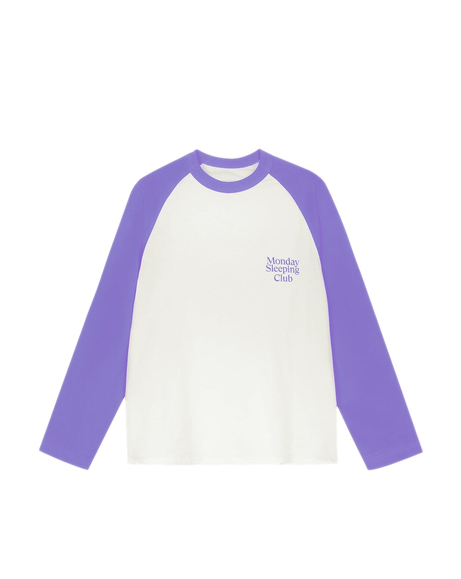 Monday Sleeping Club Standard Font Print Logo Multicolor Contrast Raglan Long Sleeve Tee