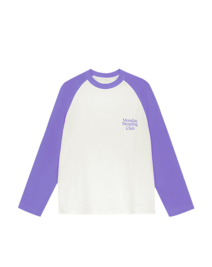 Monday Sleeping Club Standard Font Print Logo Multicolor Contrast Raglan Long Sleeve Tee