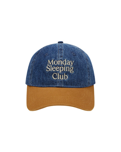 Monday Sleeping Club Contrast Denim Embroidered Baseball Cap