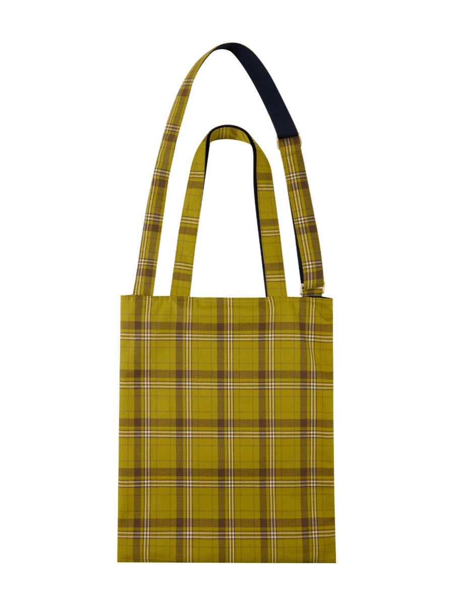 Monday Sleeping Club Embroidered Checked Contrasting Satchel