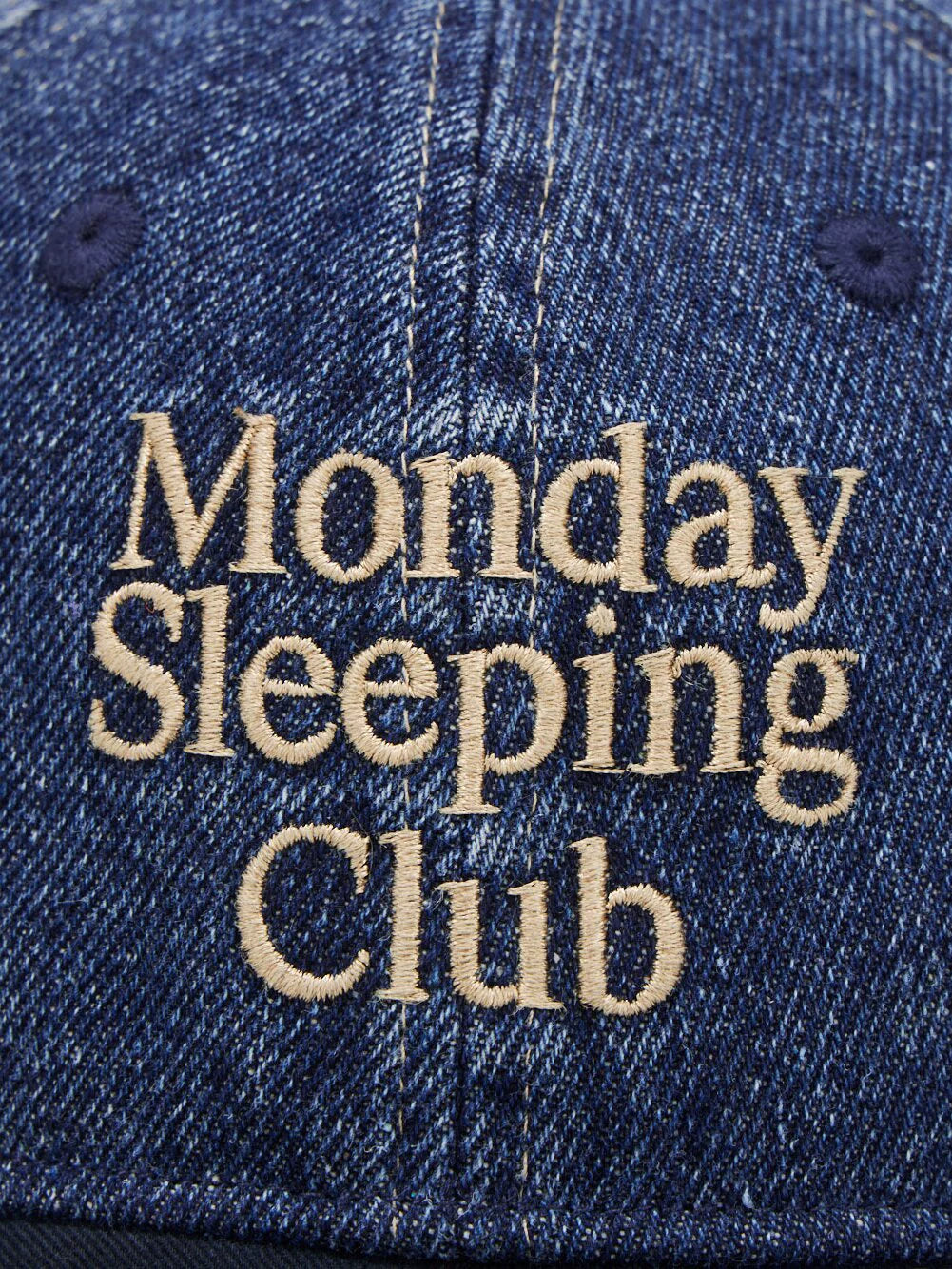 Monday Sleeping Club Contrast Denim Embroidered Baseball Cap