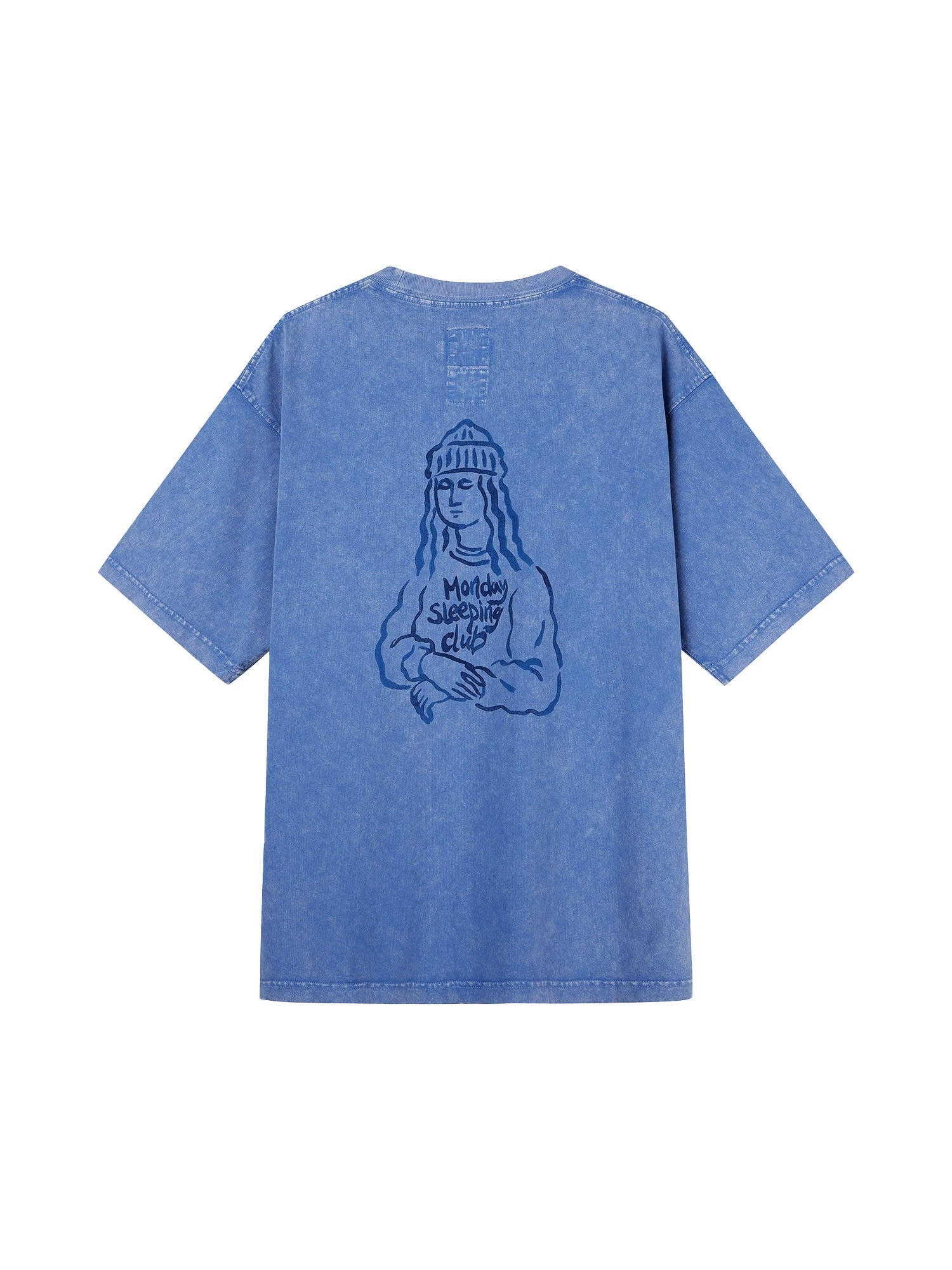 Monday Sleeping Club Dream Smile Blue Wash Print Short Sleeve T-Shirt