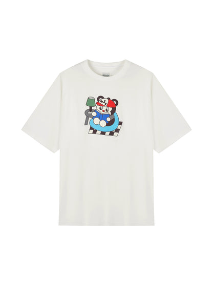 Monday Sleeping Club Artist Series Reading Bear Print Short Sleeve T-Shirt