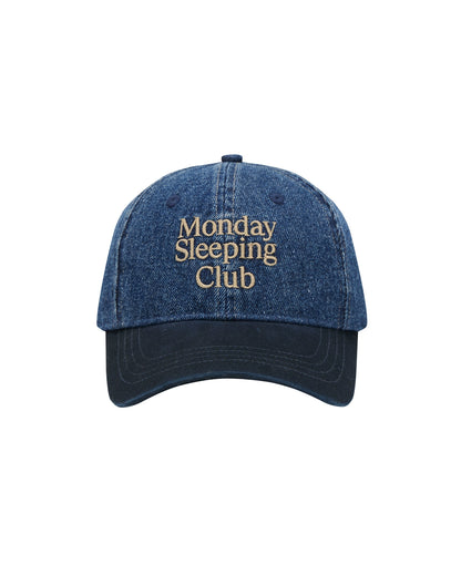 Monday Sleeping Club Contrast Denim Embroidered Baseball Cap