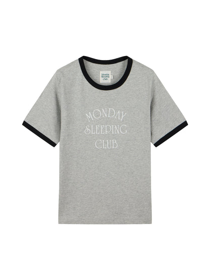 Monday Sleeping Club Vintage Contrast Threaded Figure Slim Print T-Shirt