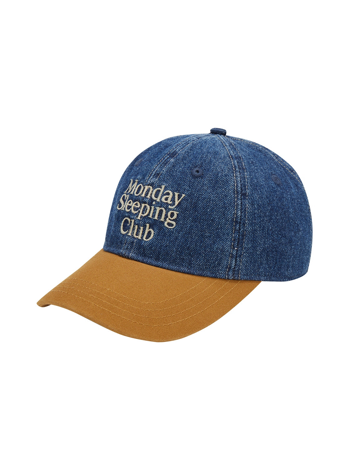 Monday Sleeping Club Contrast Denim Embroidered Baseball Cap