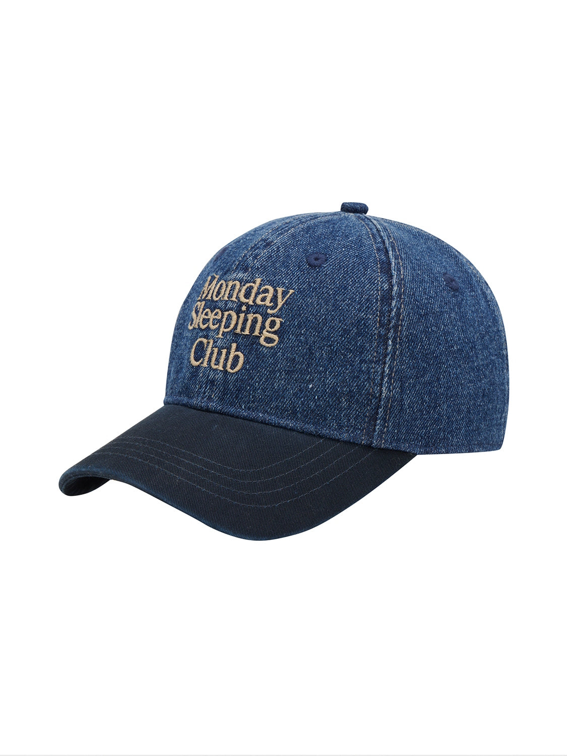 Monday Sleeping Club Contrast Denim Embroidered Baseball Cap