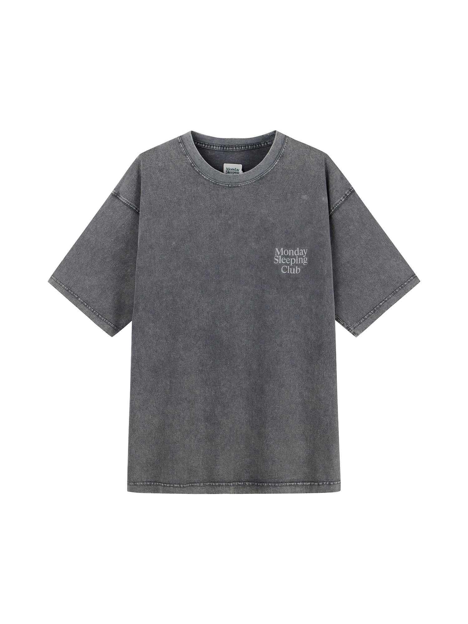 Monday Sleeping Club Standard Font Print Washed Short Sleeve T-Shirt