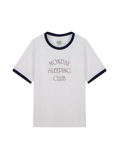 Monday Sleeping Club Vintage Contrast Threaded Figure Slim Print T-Shirt