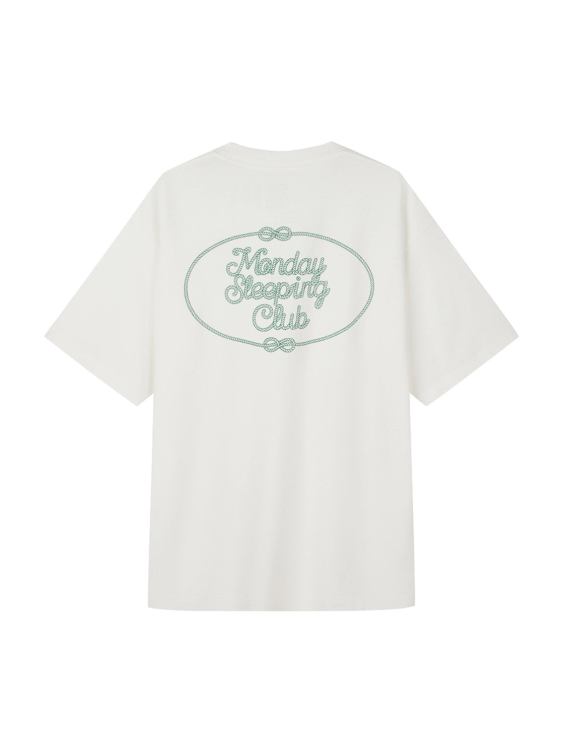 Monday Sleeping Club Vintage Rope Art Font Print Crew Neck T-Shirt