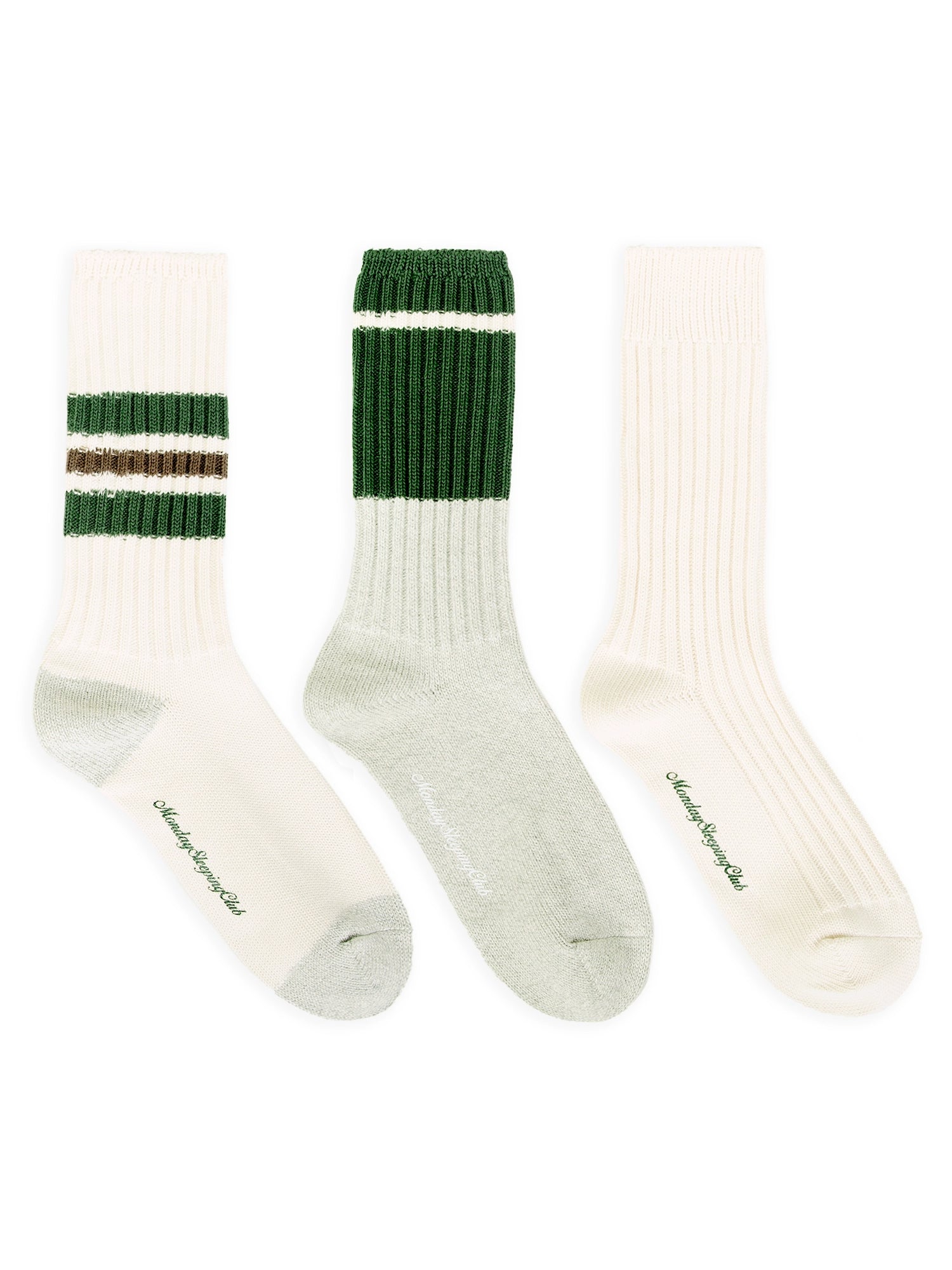 Monday Sleeping Club Striped Cotton 3-pack Socks