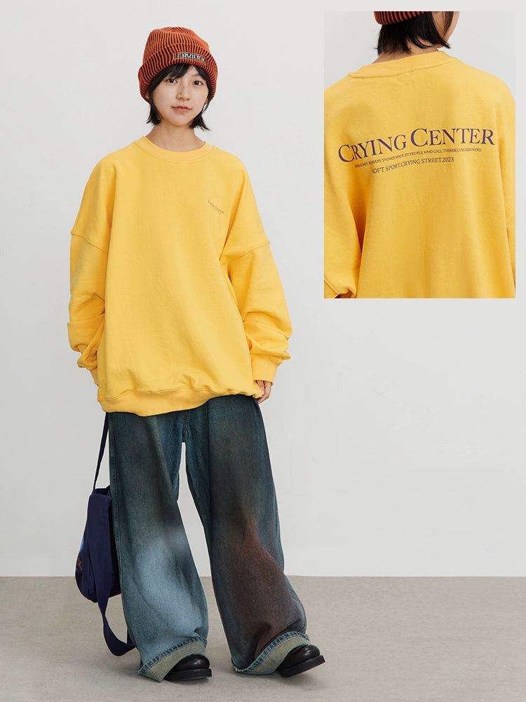 Crying Center Printed Loose Long Sleeve Sweatshirt