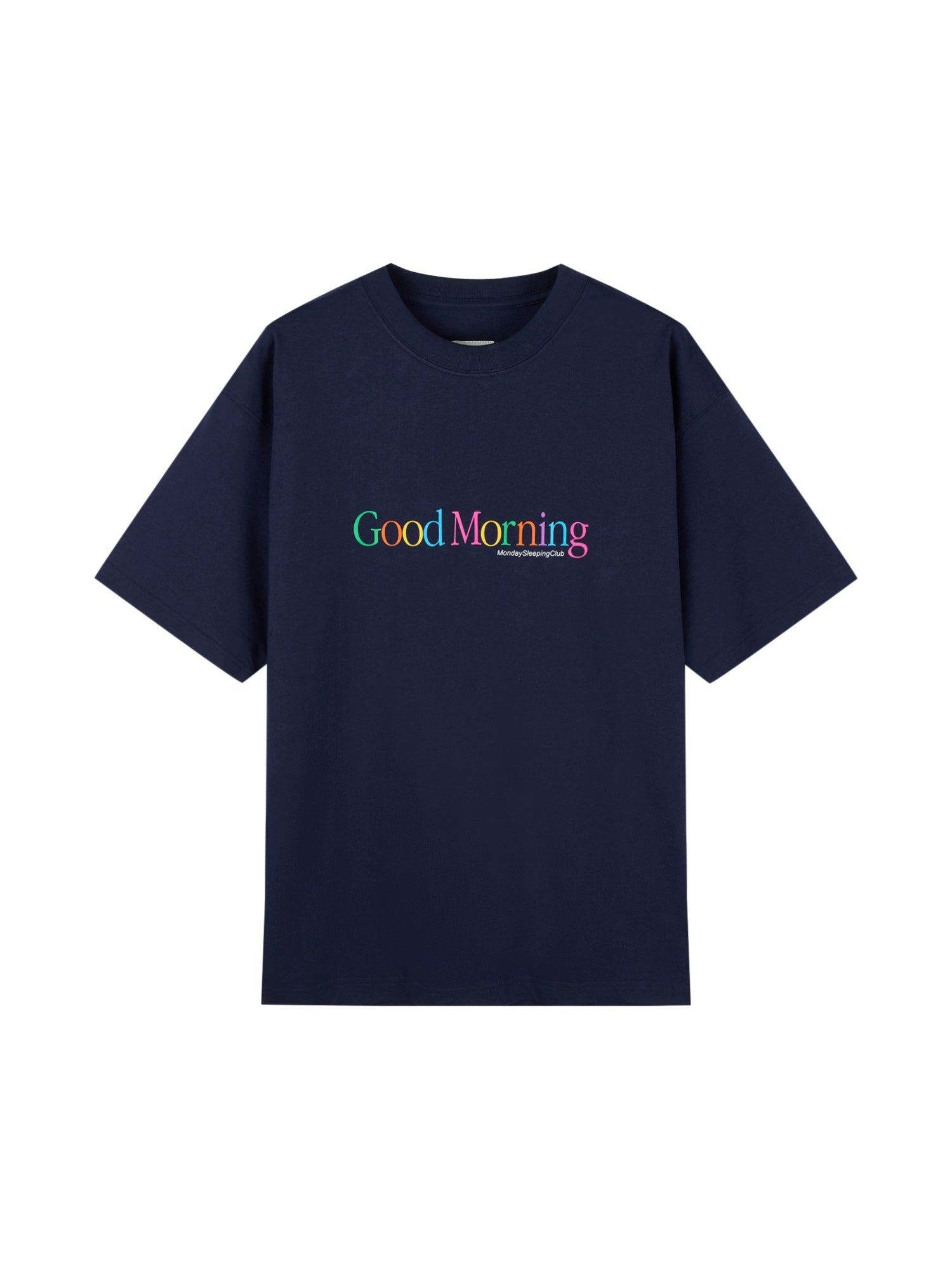 Monday Sleeping Club Day and Night Greetings Printed Short Sleeve T-Shirt