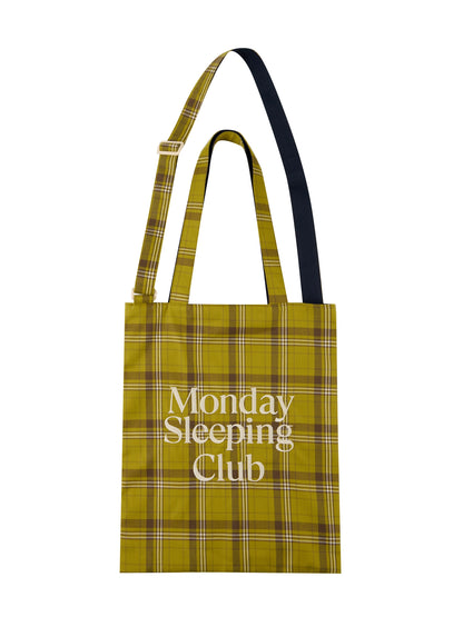 Monday Sleeping Club Embroidered Checked Contrasting Satchel