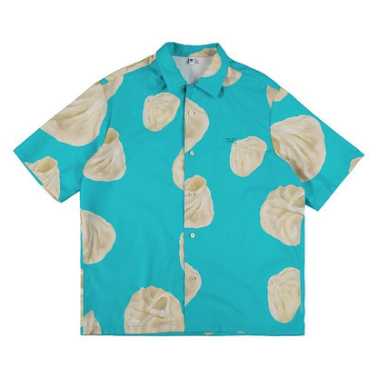 Crying Center Light Blue Cute Print Shirt